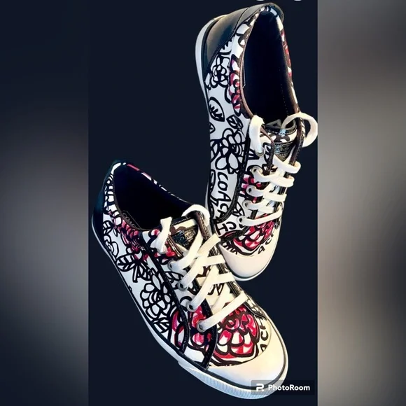 NIB Coach Poppy Sneakers Leather Trim Sz 9.5 - Picture 5 of 13